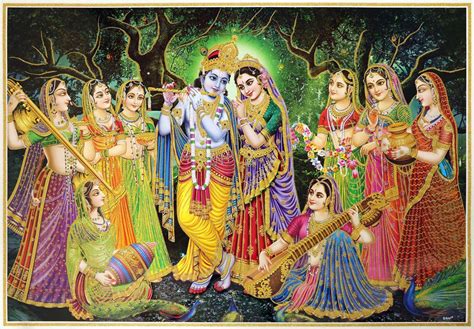 Avercart Lord Krishna Playing Ras With Gopis Poster 36x24