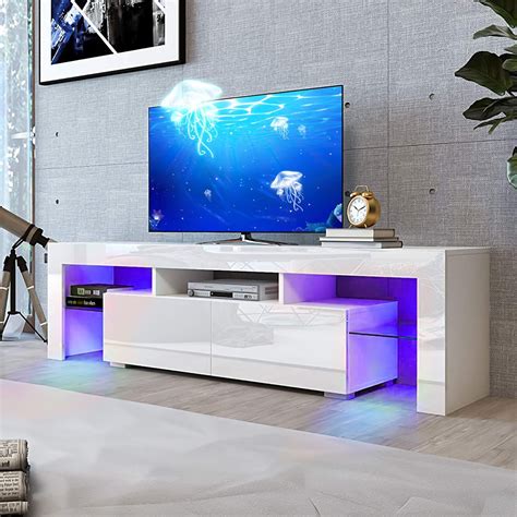 Tv Stand With Led Lights Up To 75 Inch Tv Modern Entertainment Center