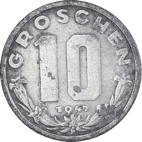 Coin Austria 10 Groschen 1947 European Coins