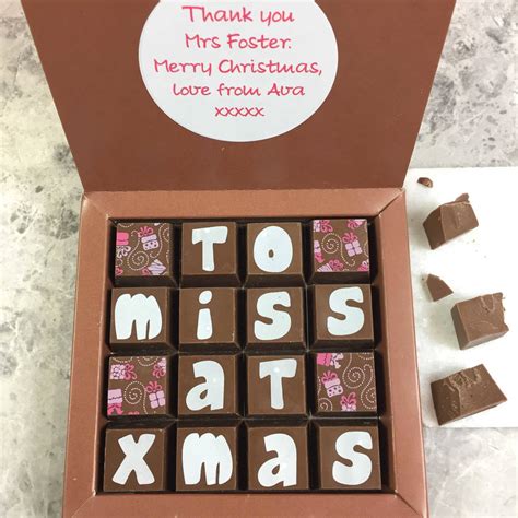 Personalised Message Christmas Chocolates For Teacher By Chocolate By