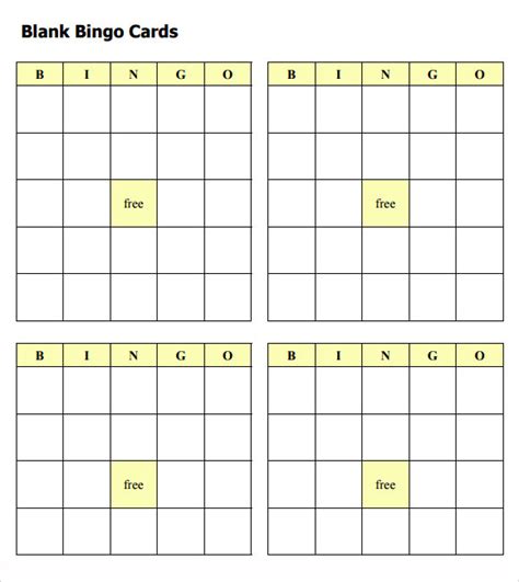 Blank Bingo Sheets Printable