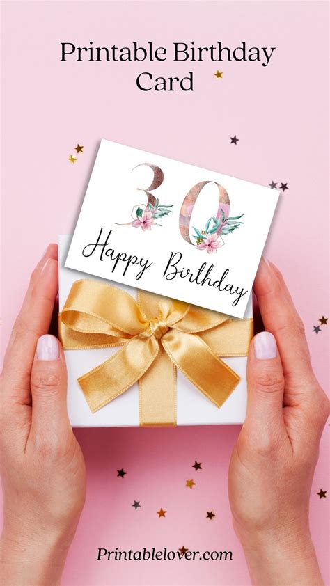 30th Birthday Card Happy Birthday Card Printable Card Idea Birthday
