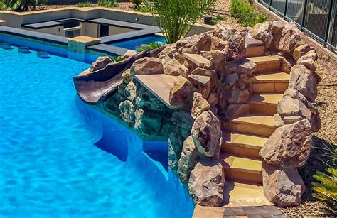 Swimming Pool Rock Slides Photos│ Blue Haven Pools In 2020 Pool Water