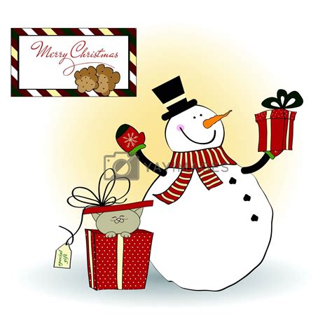 Christmas Greeting Card With Snowman Royalty Free Stock Image Stock