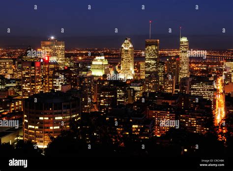 Montreal At Night View From Mont Royal Quebec Canada Stock Photo Alamy