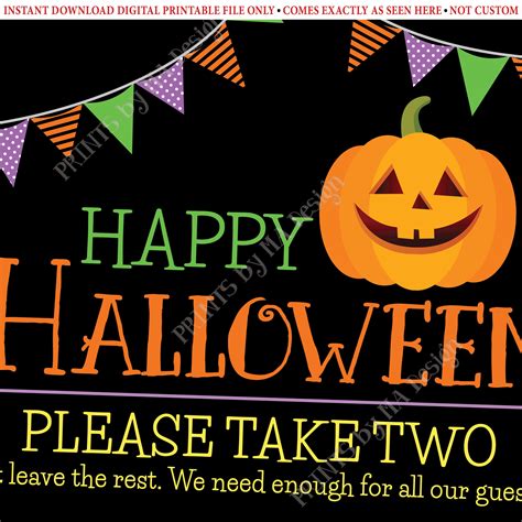 Happy Halloween Candy Sign Please Take Two Treats Jack O Lantern