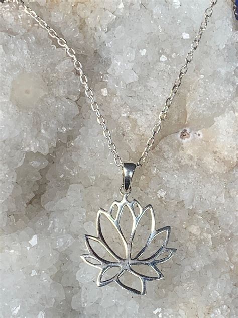 Lotus Flower Pendant Made With Sterling Silver Etsy