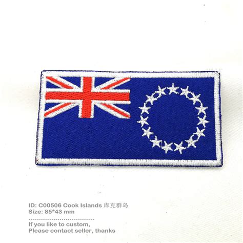 Free Shipping Cook Islands Patch Flag Embroidered Iron On Patches Eco