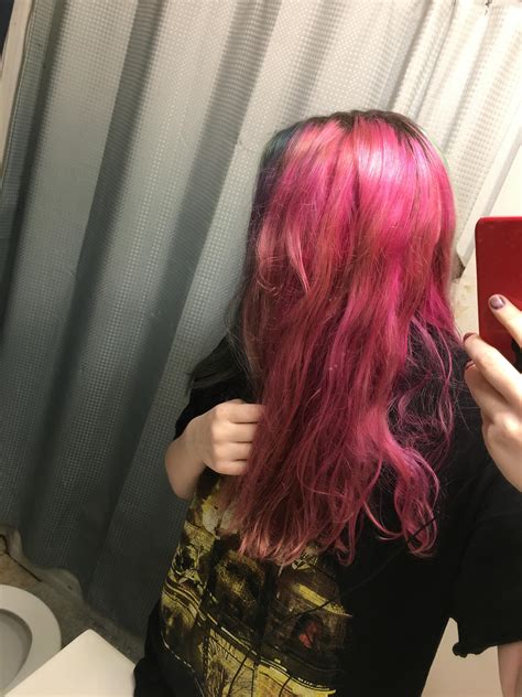 So I Dyed Hair Of My Hair A Bright Pink And This Is The Result Of A Month Washing It Out Any