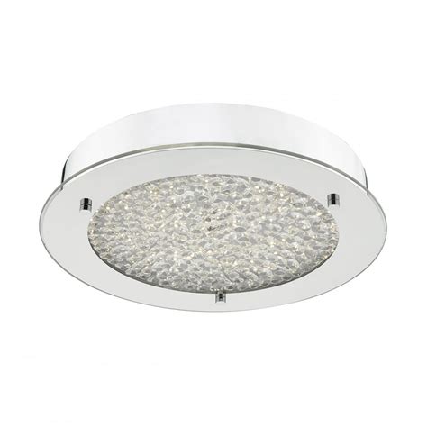 Peta Led Ceiling Mounted Polished Chrome And Crushed Crystal Bead Diffuser
