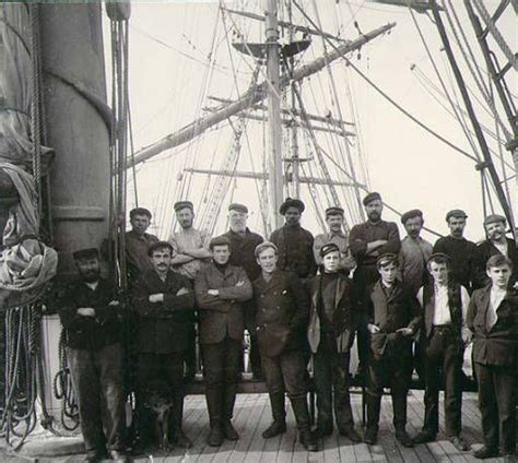 Crew Standing On The Deck Of The Three Masted Sailing Vessel Pythomene