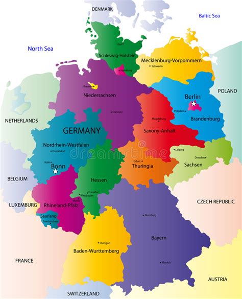 Het reisadvies voor duitsland van het nederlandse ministerie van buitenlandse zaken. Kaart van Duitsland vector illustratie. Illustratie ...