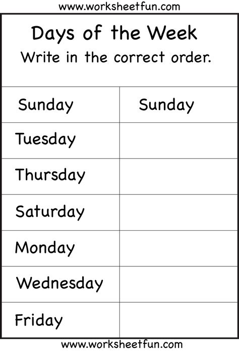 Shop days of the week chart. Days of the Week Worksheet | Printable Worksheets ...