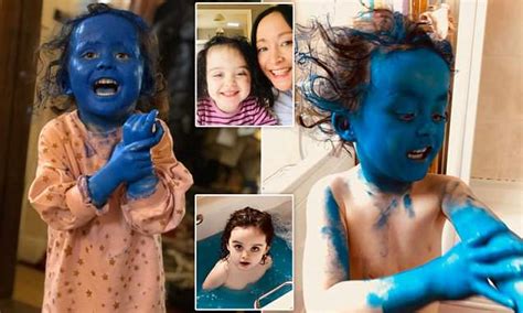 Toddler Transforms Herself Into A Smurf Using Bright Blue