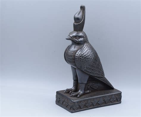 Statue Of Ancient Egyptian Falcon Bird God Horus 2 Size Dark Stone Made