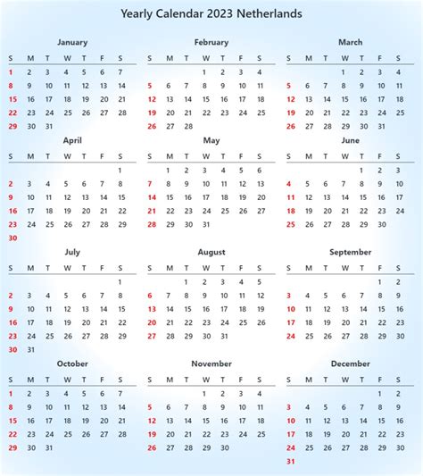 Printable Netherlands 2023 Calendar With Holidays