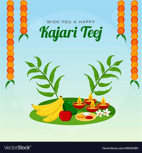 Happy Kajari Teej Banner Design Royalty Free Vector Image