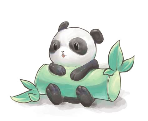 Cute Panda Con Bamboo Gigante Cute Drawings Tumblr Cute Cartoon
