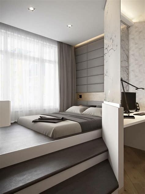 A small eclectic bedroom with a wooden bed, blakc pendant lamps. 15 Elegant Modern Bedroom Design Ideas - Decoration Love
