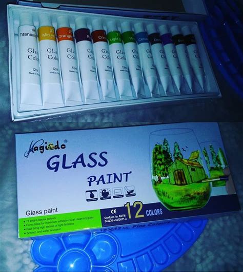 Magicdo 12 Cols Glass Paint With Palette Professional Glass Colour Set Quality Non Toxic Acrylic