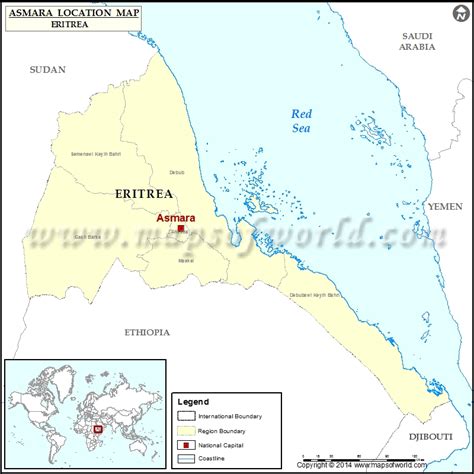 It shares a border with location of prisons and detention centres. Where is Asmara | Location of Asmara in Eritrea Map