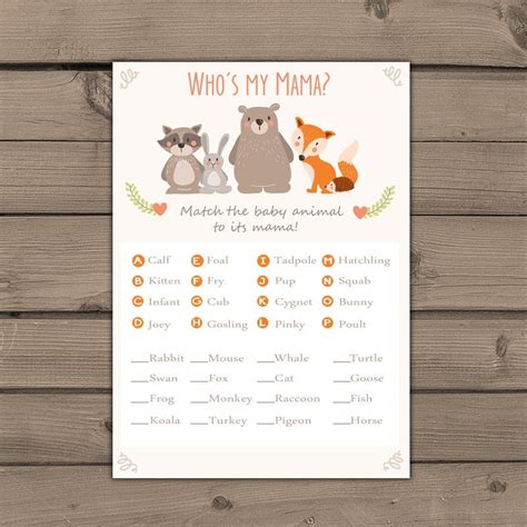Baby Shower Game Match Baby Animals Game Instant Download