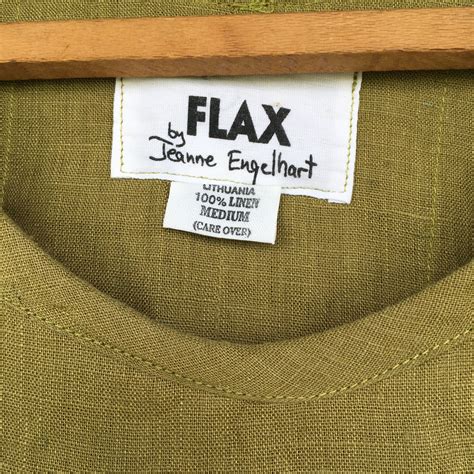 flax by jeanne engelhart basic 1997 short dress m algae green handkerchief linen
