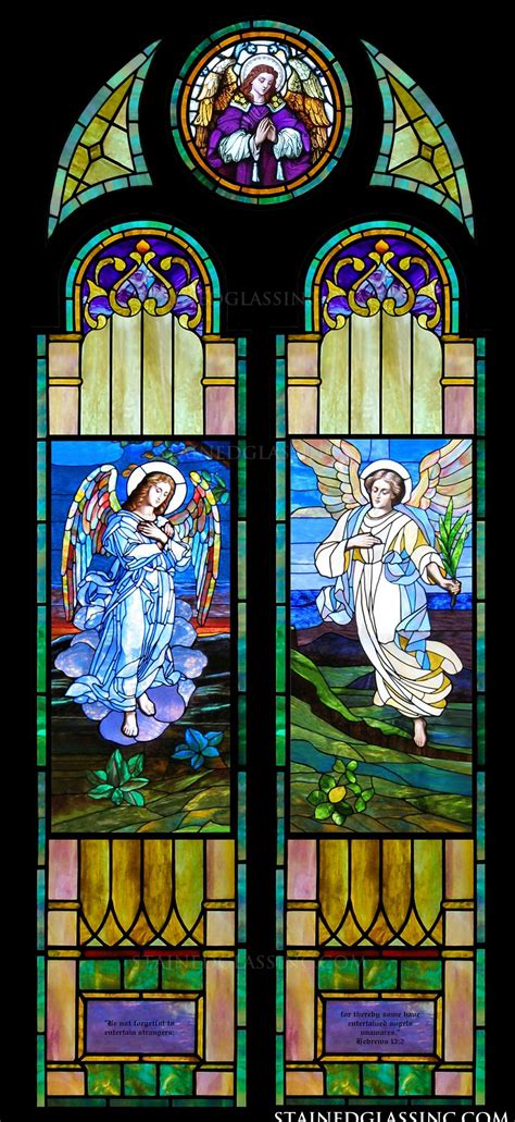 Angel With Shepherds Religious Stained Glass Window