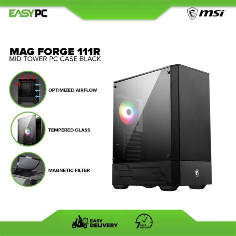 Easypc Msi Mag Forge 111r Tempered Glass Mid Tower Pc Case Black
