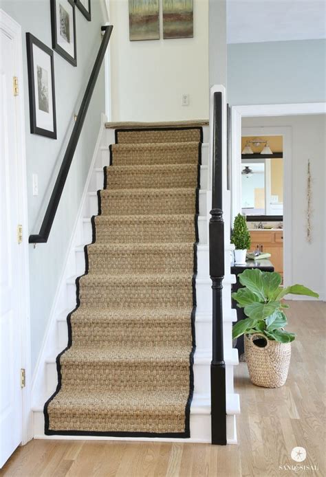 Painted Staircase Makeover With Seagrass Stair Runner In 2020 Diy