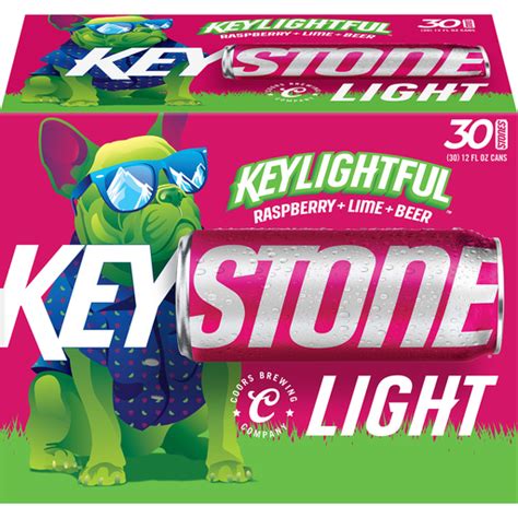 Keystone Light Keylightful Raspberry Lime Beer 30 Pack Beer 12 Fl