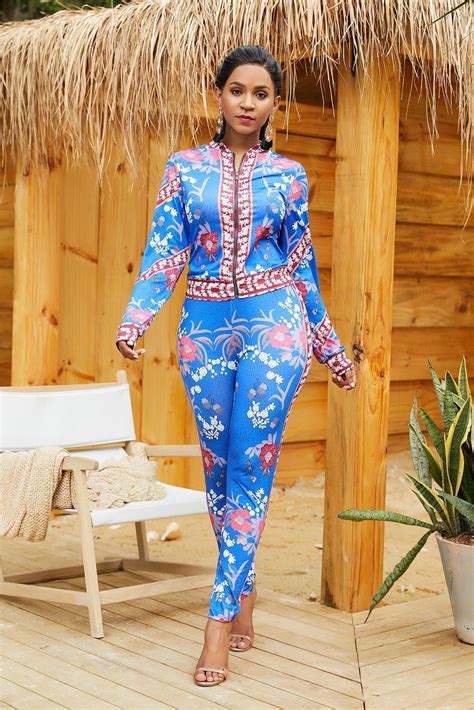 Fashion Long Sleeve Printed Club Party Two Piece Women Suit Suits For