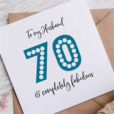 70th Birthday Card Husband 70 Cards Etsy