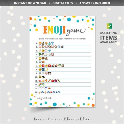 Emoji Pictionary Game With Answers Printable Baby Shower Phone Icons