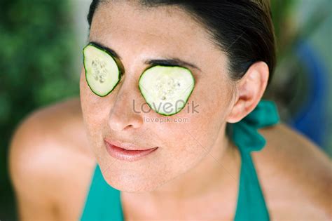 Woman With Cucumbers On Eyes Picture And Hd Photos Free Download On Lovepik