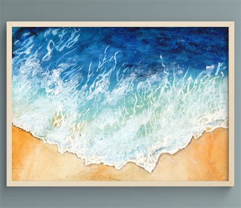 Shoreline Watercolour Print Surf Art Seascape Painting Etsy