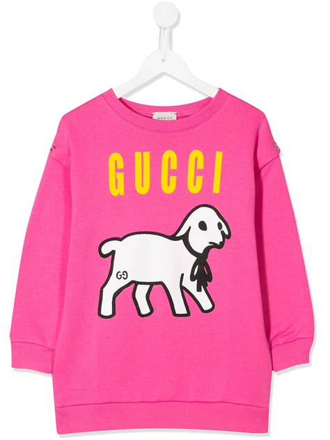 Gucci Kids Lamb Print Sweatshirt In Pink Modesens