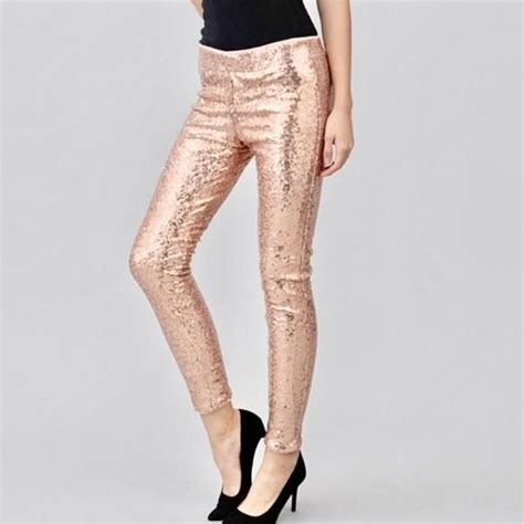 Sequin Leggings In Rose Gold Bar L Boutique Sequin Leggings Women