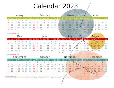 12 Printable 2023 Yearly Calendar With Holidays Watercolor Premium Zohal