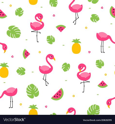 Tropical Colorful Flamingo Seamless Pattern With Vector Image