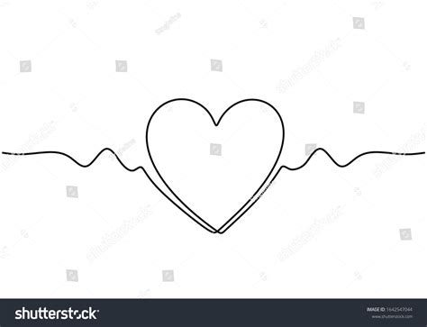 Cute Heart One Line Drawing Continuous เวกเตอร์สต็อก ปลอดค่าลิขสิทธิ์