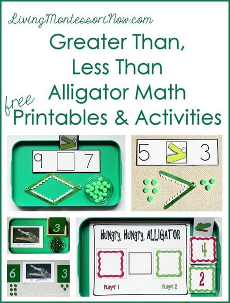 Montessori Monday Greater Than Less Than Alligator Math Printables