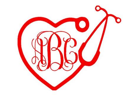 Monogram Nurse Decal In Heart Stethoscope 5 Inch Nurse Decals