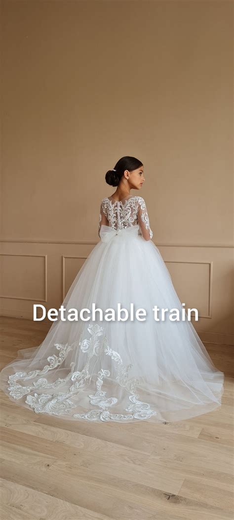 Flower Girl Dress Long Sleeve Flower Girl Dress Lace Flower Etsy