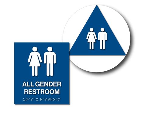 All Gender Restroom Sign Bundle 9″h X 8″w 12″ Circle Triangle Harvey Signs Inc