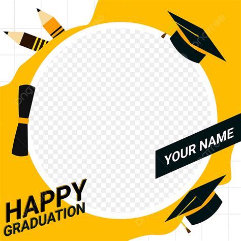 Graduation Vector Twibbon With Yellow Frame Cute Graduation