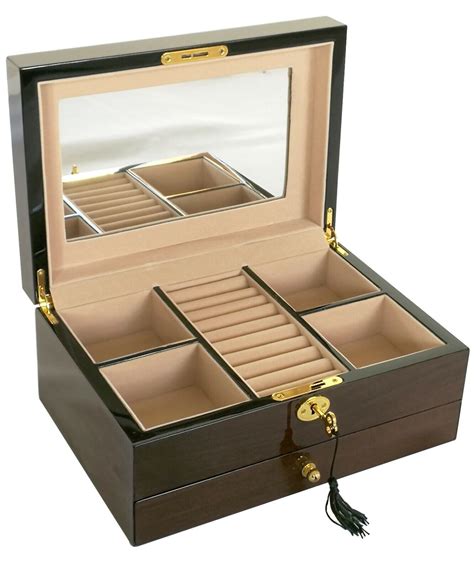 Cambridge Large Quality Luxury Wooden Jewellery Box Gift Piano Finish