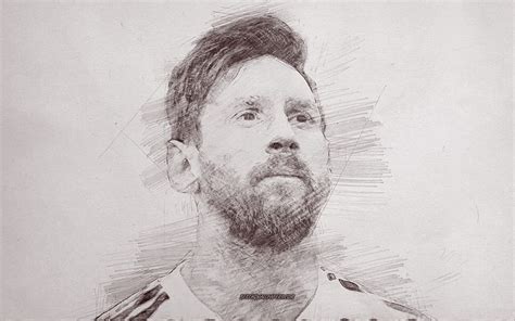 Lionel Messi Portrait Pencil Drawing Argentinian Soccer Player