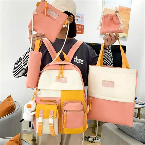 Купить 5 шткомпл холщовые рюкзаки женские школьные сумки для