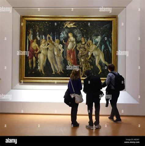 Visitors Looking At Primavera By Sandro Botticelli At The Reopening